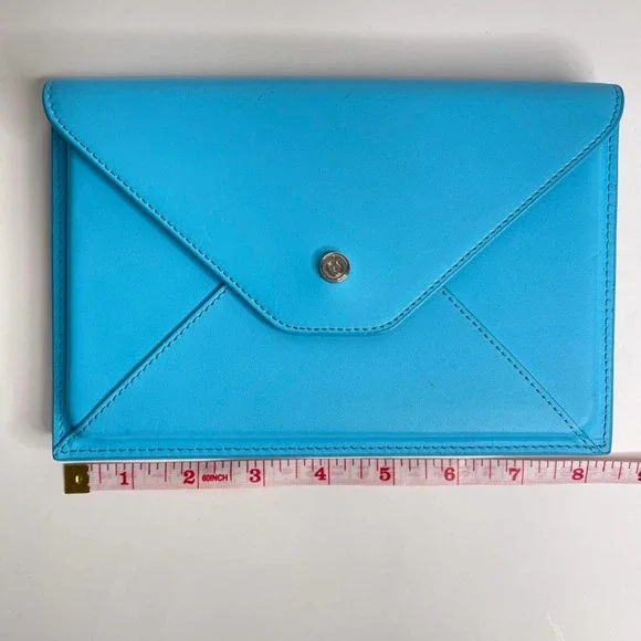 SOLD Bright Aqua Blue Envelope Clutch Minaudiere E-Reader Case Magnetic Closure - Picture 1 of 7